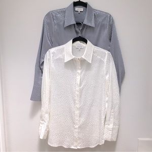 ACOA || White & Blue Blouse || Size Small